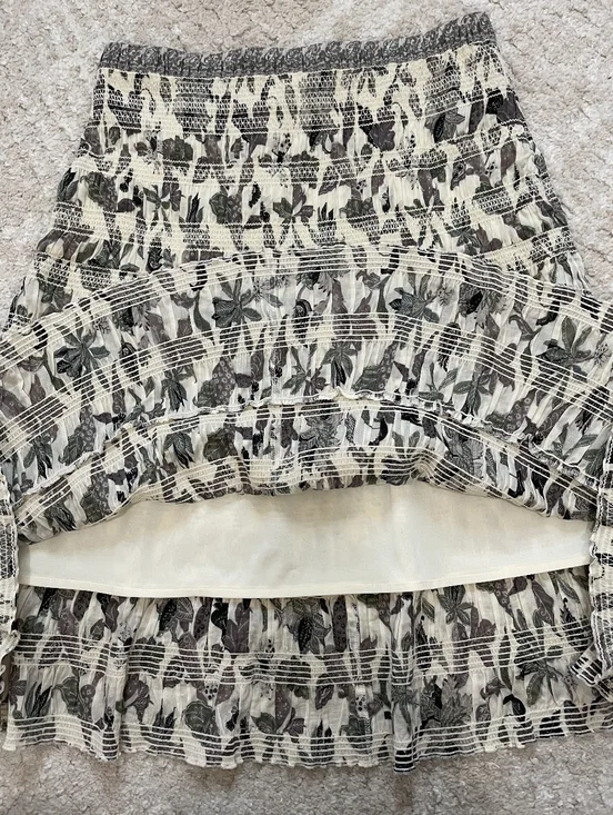 Tory Burch White Floral Tiered Pleated Midi Skirt Size 2 - Picture 12 of 14